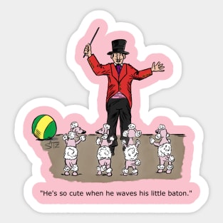 Funny dog trainer cartoon Sticker